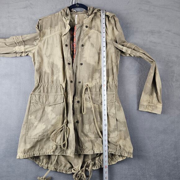 Free People Green Festival Embroidered  Anorak Jacket Utility Military Boho Sz 6 - Picture 6 of 9